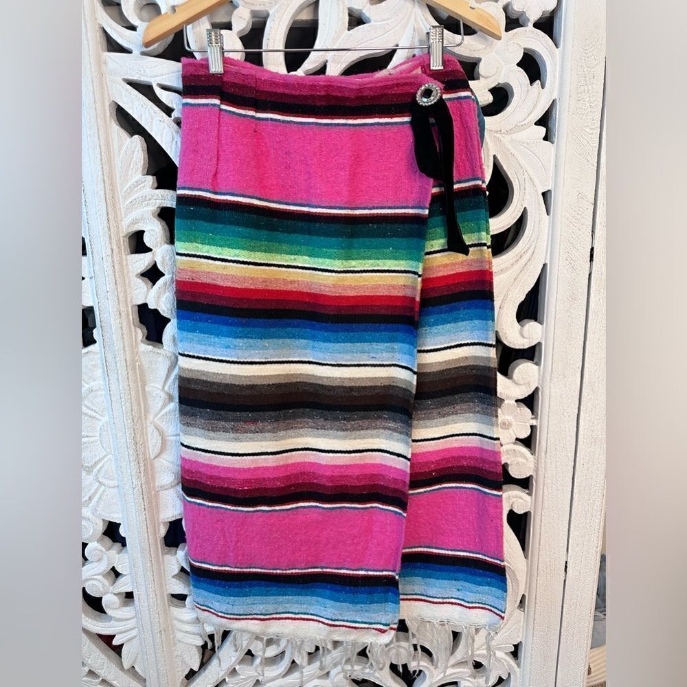 Vintage 90’s Mexican Sarape Skirt Velcro Closure S/M Taranto by Mary Gonzales